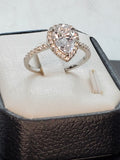 3.5ct Halo Pear Cut Bridal Wedding Engagement Ring Diamond Simulated 925 Sterling Silver Anniversary Rings SKU:00158