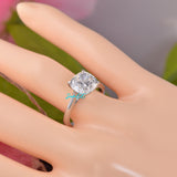 3ct Cushion Cut Bridal Wedding Engagement Ring Diamond Simulated 925 Sterling Silver Anniversary Ring SKU:00213