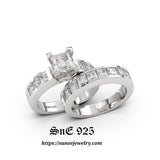 3.25ct Princess Cut Bridal Wedding Engagement Ring Diamond Simulated 925 Sterling Silver Anniversary Ring SKU:00137