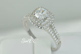 2.35 carat Double Halo Cushion Cut Bridal Wedding Engagement Ring Diamond Simulated 925 Sterling Silver Anniversary Ring SKU:00152