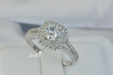 2.35 carat Double Halo Cushion Cut Bridal Wedding Engagement Ring Diamond Simulated 925 Sterling Silver Anniversary Ring SKU:00152
