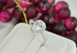 3.5ct Halo Pear Cut Bridal Wedding Engagement Ring Diamond Simulated 925 Sterling Silver Anniversary Rings SKU:00158