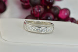 Men’s Wedding Band with Side Stones Diamond Simulated 925 Sterling Silver Anniversary Ring SKU:00155