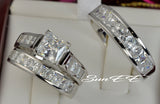 His Hers Princess Cut Bridal Wedding Engagement Ring Diamond Simulated 925 Sterling Silver Anniversary Ring SKU:00142