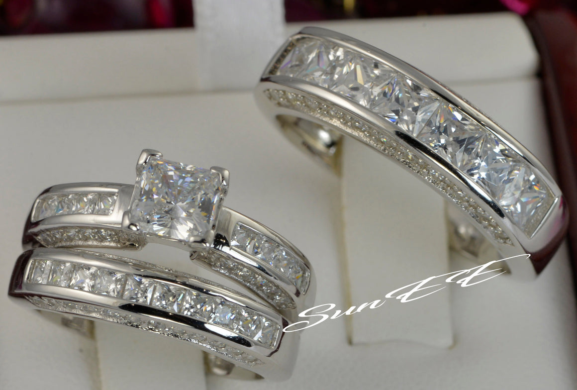 Bridal Wedding Engagement Ring Diamond Simulated 925 Sterling Silver ...