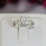 3.8ct Princess & Dainty Art Deco Bridal Wedding Engagement Ring Diamond Simulated 925 Sterling Silver Anniversary Ring SKU:00187