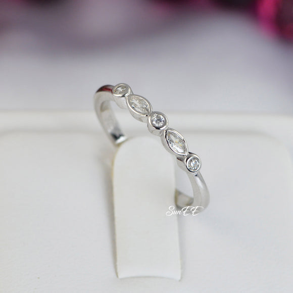 0.5ct Dainty Art Deco Bridal Wedding Engagement Ring Diamond Simulated 925 Sterling Silver Anniversary Ring SKU:00186