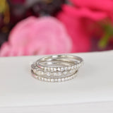 0.62ct Half Art Deco & Eternity Wedding Band Stack Promise Ring Diamond Simulated 925 Sterling Silver Anniversary Ring SKU:00204