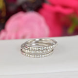 0.62ct Half Art Deco & Eternity Wedding Band Stack Promise Ring Diamond Simulated 925 Sterling Silver Anniversary Ring SKU:00204