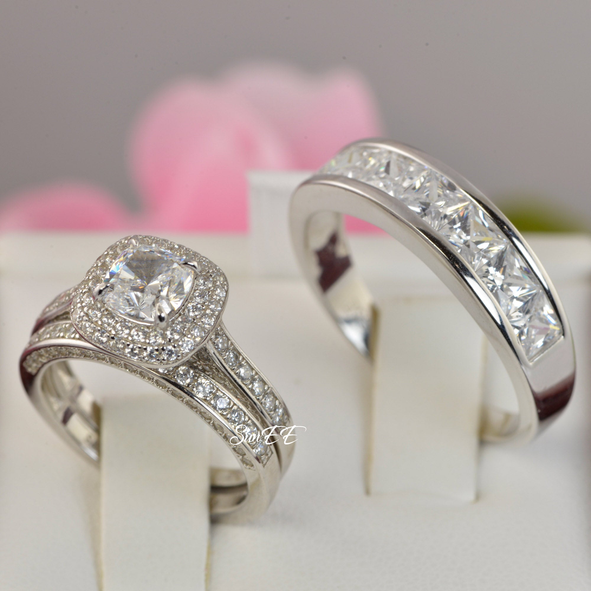 3 Stone Diamond Platinum Anniversary Ring for Her