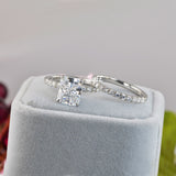 3.88ct Radiant Cut with Half Eternity Band Bridal Wedding Engagement Ring Diamond Simulated 925 Sterling Silver Anniversary Rings SKU:00252
