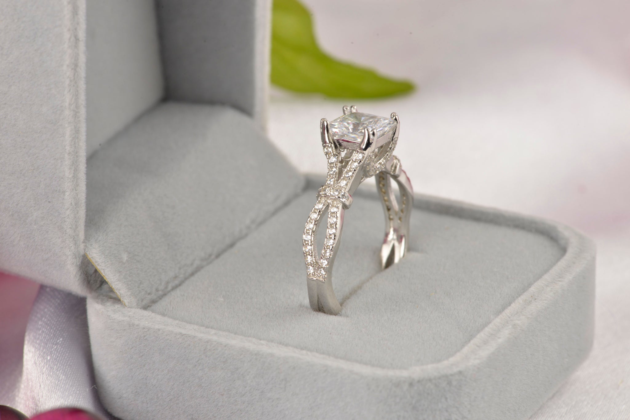 Anello Solitario Con Diamante Da Laboratorio In Argento 925 - Set Fede E Anello Fidanzamento R127